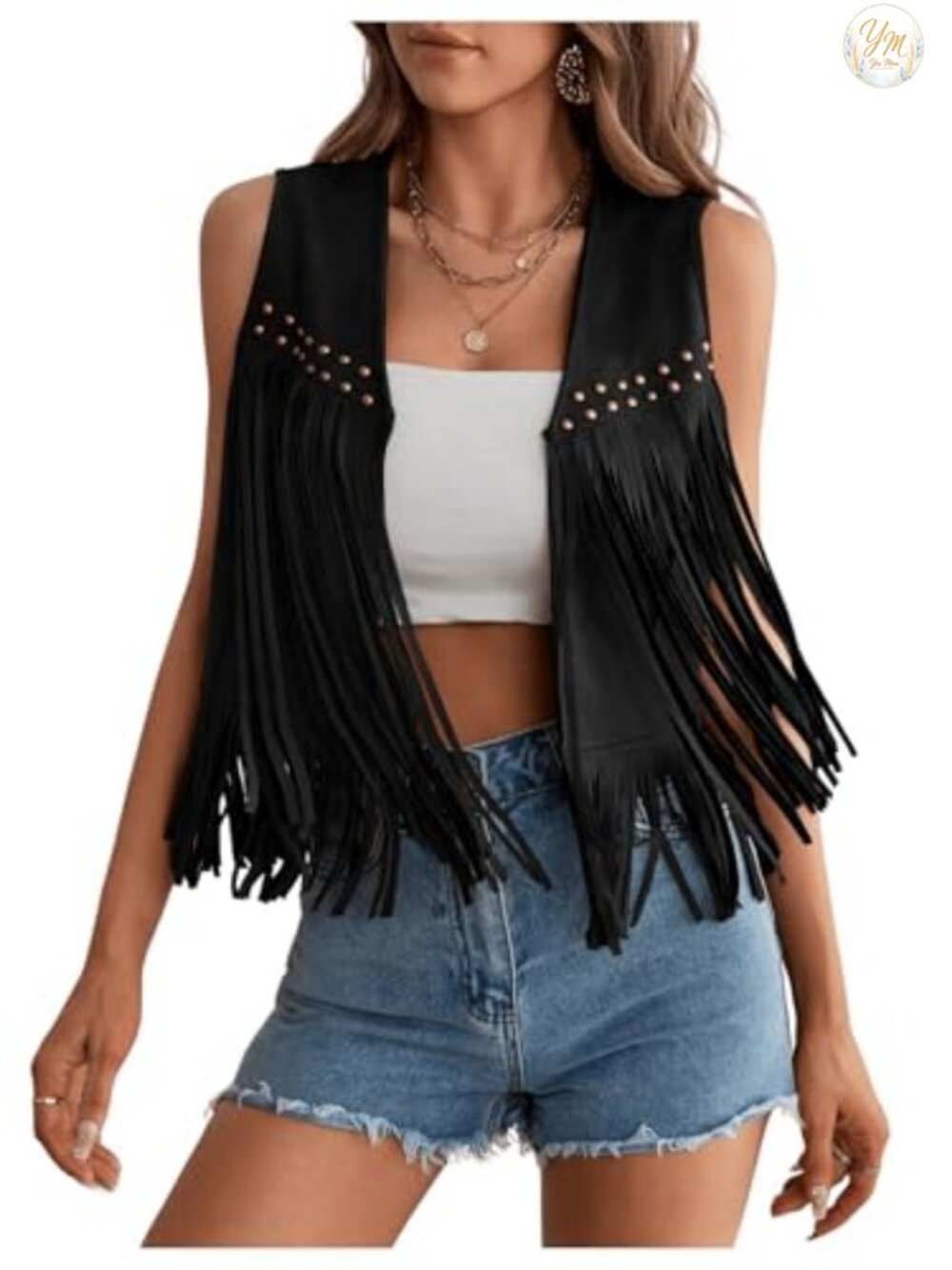 Faux Suede Fringe Vest Western Cowgirl Concert Sleeveless Jacket